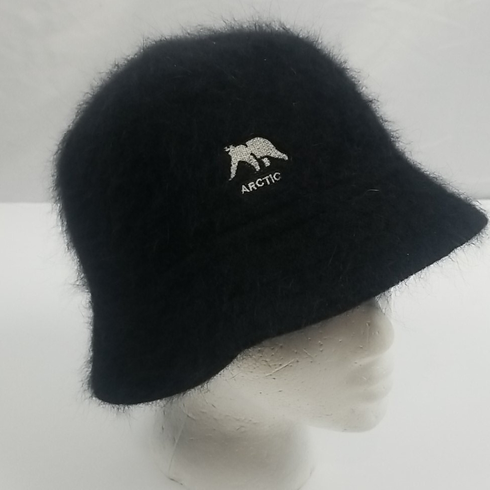 Black Bucket Hat/Cap Wool/Angora Blend